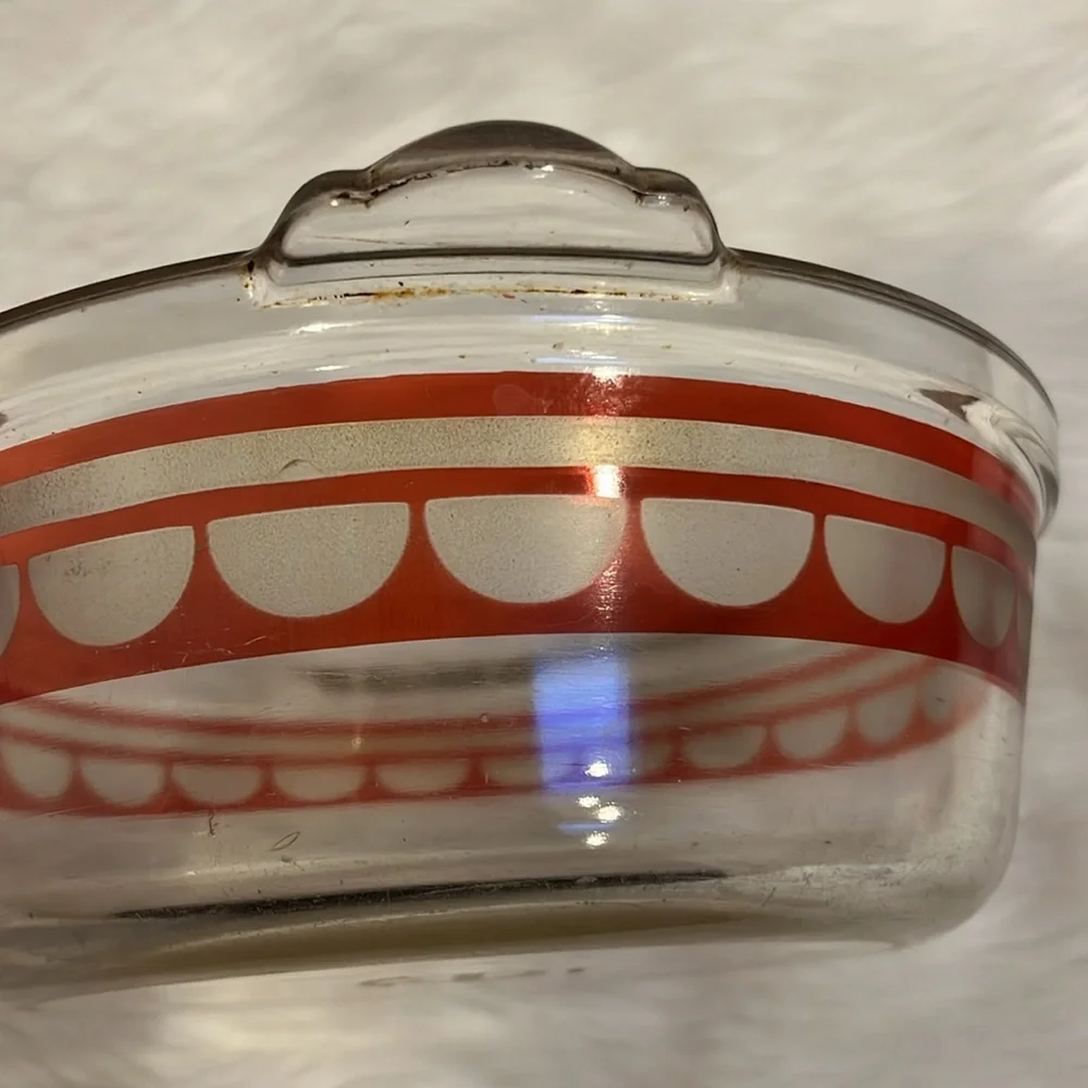 Vintage 1930? Etched Pyrex Casserole Dish Walter Darwin Teague Glass C23 -523